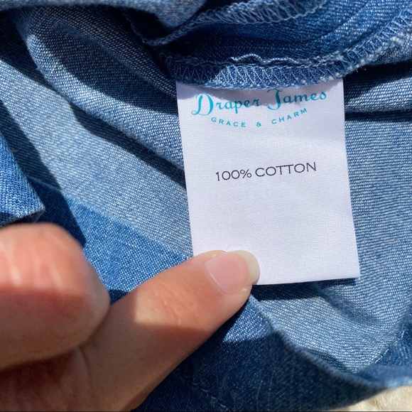 DRAPER JAMES blue chambray flutter wrap romper - Picture 8 of 13